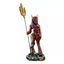 Figura Diablo Rojo Pata De Cabra Para Ritual 28 Cm Resina 