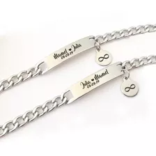 X2 Pulseras En Acero Personalizada Grabada En Láser