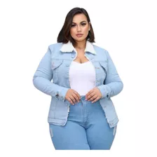 Jaqueta Jeans Plus Size Com Pelinhos Forrada