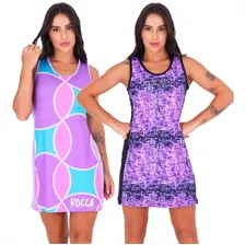 Kit 2 Vestidos Beach Tennis Lateral Dry Fit Sublimado