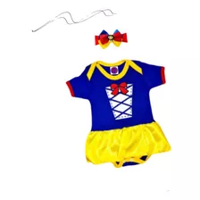 Roupinha Princesa Mesversário Bebê Menina Branca Neve + Laço