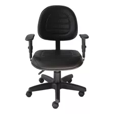 Cadeira De Escritório Metalwood Ecoflex Escritório Couro Home 8566 Ergonômica Preta Com Estofado De Couro Sintético