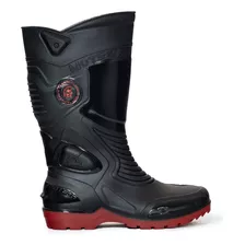 Botas Masherland® 852 Biker Caucho Negro/rojo