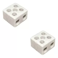 Kit 2 Conector De Porcelana P/ Fios De Chuveiro 2 Polos 6mm