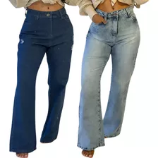 Kit 2 Calça Jeans Feminina Pantalona Pronta Entrega Nf