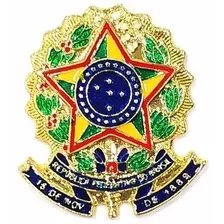 Placa Folheada À Ouro Com Brasão Da República Do Brasil