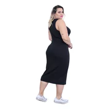 Vestido Feminino Plus Size Lançamento Canelado Tubinho Midi