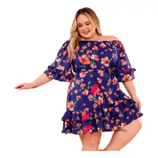 Vestido Plus Size Feminino Ciganinha Rodado Com Babado