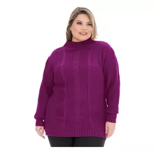 Blusa Moda Tricôt Manga Bufante Plus Size Tranças -021