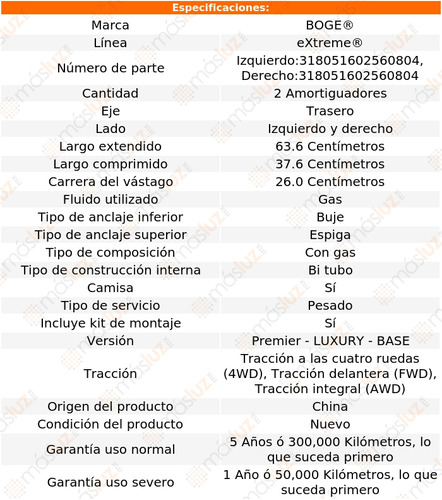 Kit 2 Amortiguadores Gas Tras Mariner V6 3.0l 05/11 Boge Foto 2