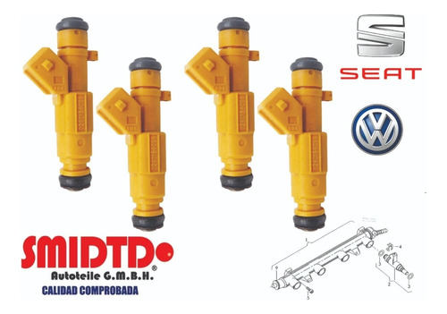 2 Inyectores De Gasolina Para Volkswagen Polo 2.0l 02-07 Foto 2