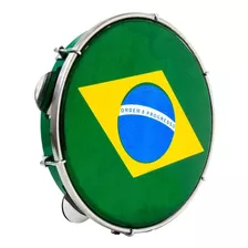 Pandeiro Luen 10 Profissional Pele Bandeira, Aro Abs E Chave