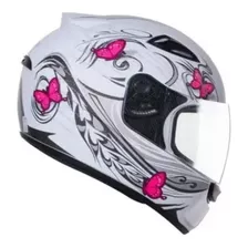 Capacete Fechado Ebf New Spark Borboleta Feminino Branco