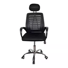 Silla De Escritorio Moblihouse Gerencial Piramide Ergonómica Negra Con Tapizado De Mesh