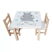 Juego De Mesa Y Silla Para Niños Diseño Nordico Hipopotamo