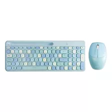 Combo Inalámbrico 2 En 1 Mk470 Teclado + Mouse Delgado Azul Color Del Mouse Celeste Color Del Teclado Celeste