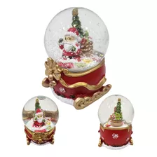 Globo De Vidrio Nieve Navidad Base Trineo Papá Noel 9cm Altu