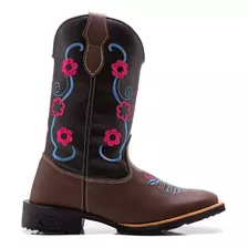 Bota Texana Feminina Country Couro Nossa Senhora Rosa Claro