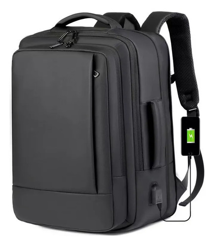 Mochila Dos Homens Com Faixa Impermeável Para Expansão Preto Liso