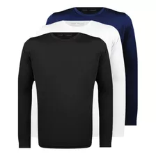 Kit 3 Blusa Manga Longa Térmica Esportes Treino Academia Uv+