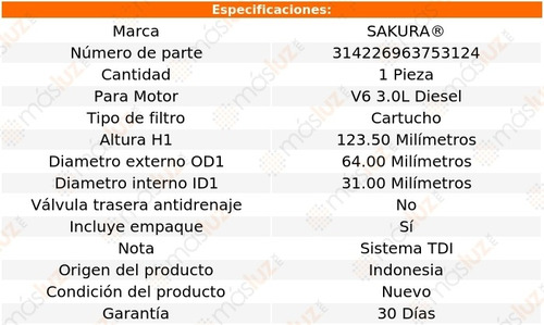 1) Filtro Aceite Volkswagen Amarok 3.0lv6 Diesel 18/20 Foto 3