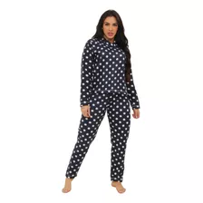 Conjunto Pijama Feminino Fleece Soft Plush Peludinho Inverno