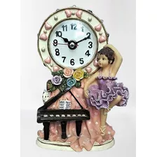 Reloj De Mesa En Cerámica Bailarina Funciona Ok