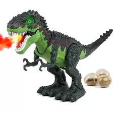 Dinossauro Rex Solta Fumaça Anda Bota Ovo Emite Som E Luz 