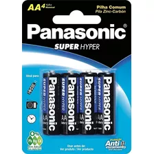 Pilha Comum Panasonic Aa Super Hyper Pequena Cart C/4 Unid