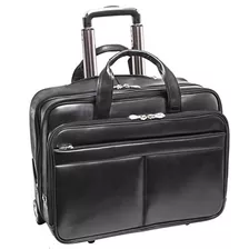 Wheeled Laptop Briefcase Leather 15.6 In Black B
