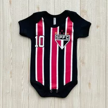 Body São Paulo Infantil Time Tema Futebol Mesversário Bebê