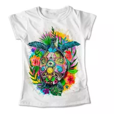 Blusa Tortuga Flores Color Playera Estampado #356