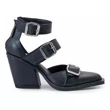 Sandalias Hebillas Dama Cuero Negro Heyas Hara19 Mujer