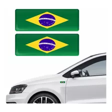 Par Emblema Adesivo Bandeira Brasil 3d Resinado Kit Bd13