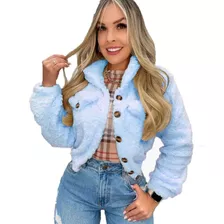 Jaqueta Casaco Pelinho Teddy Blusa Feminina Moda Inverno 