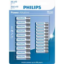 Pilha Alcalina Philips Cartela C/20 Pilhas 10aa E 10aaa