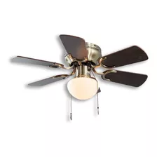 Ventilador De Techo Artfan Dalton Bronce Antiguo Con 6 Aspas Color Nogal Y Caoba De Mdf, 30 De Diámetro 120 v