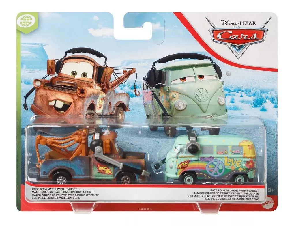 Disney Pixar Cars 3 Equipos Mater & Fillmore Con Auriculares