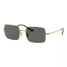 Óculos De Sol Ray-ban I-shape Rectangle 1969 Standard Armação De Metal Cor Polished Gold, Lente Dark Grey De Cristal Clássica, Haste Gold De Metal - Rb1969