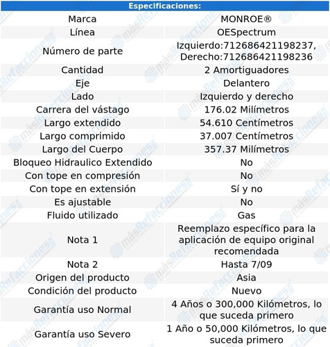 Par Amortiguadores Delanteros Gas Oespectrum Es350 07-09 Foto 3