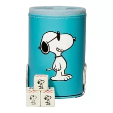 Cubilete Snoopy Con Portadados. 5 Dados Grabados