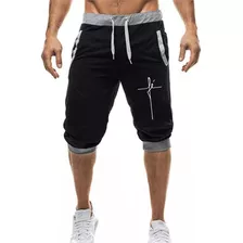 Bermuda Jogger Moletom Fé Masculina 3/4 Estilosa Religioso 