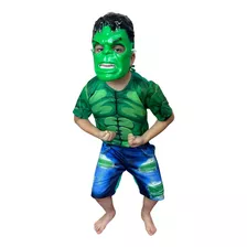 Fantasia Infantil Herói Hulk Curto Com Enchimento C/ Máscara