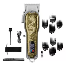 Máquina Profissional Barbearia Cabelo Barba Recarregável Cor Dourado 110v/220v