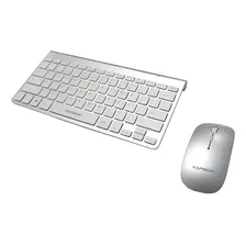 Kit Teclado E Mouse Slim Sem Fio Prateado Português 2.4gh