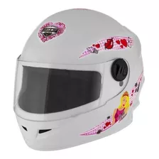 Casco De Moto Para Niña Princesas Blanco