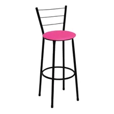 Banqueta Cadeira Média 60cm Cozinha Balcão Assento Rosa