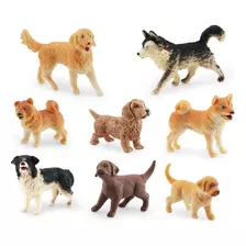 Mini Cachorros Decoração Bolo Realista Coleção Raças 8 Pçs