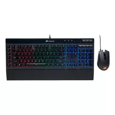 Kit De Teclado Y Mouse Gamer Corsair K55 + Harpoon Rgb Español De Color Negro