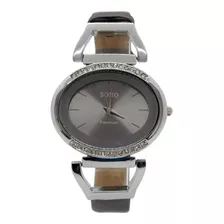 Reloj Pulsera Mujer Analógico Strass Malla Cuero Soho Ch202